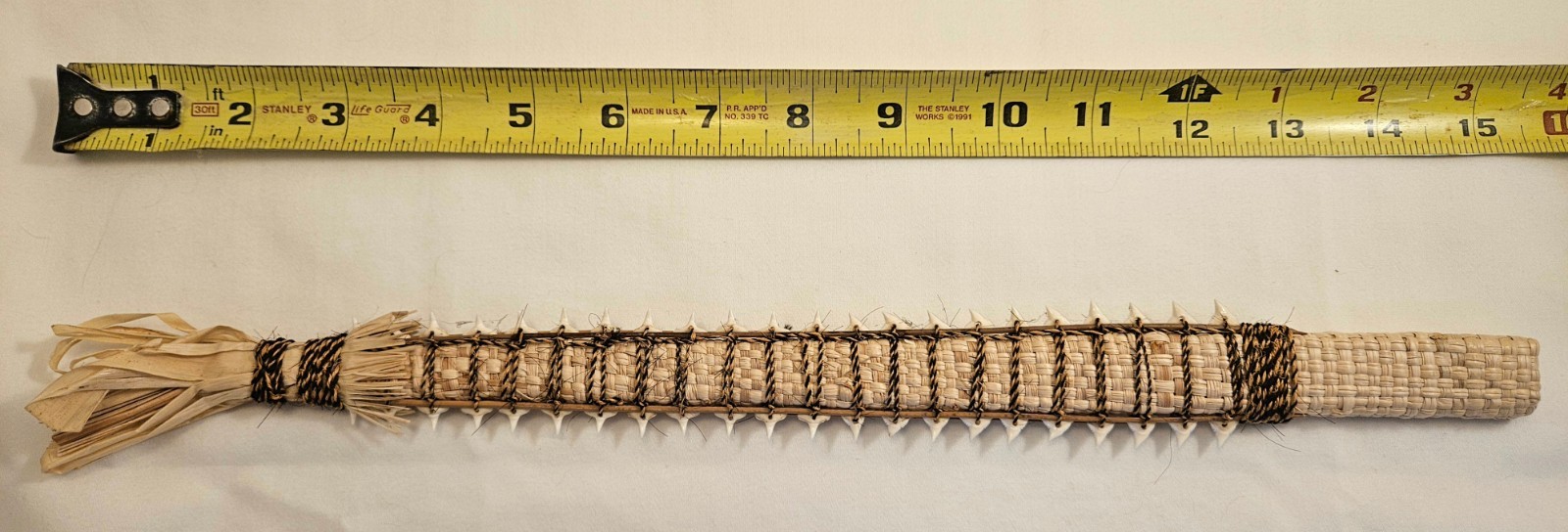 Antique 1800\'s 15\' Gilbert Islands Sharks Tooth Wicker Kiribati Dagger Sword