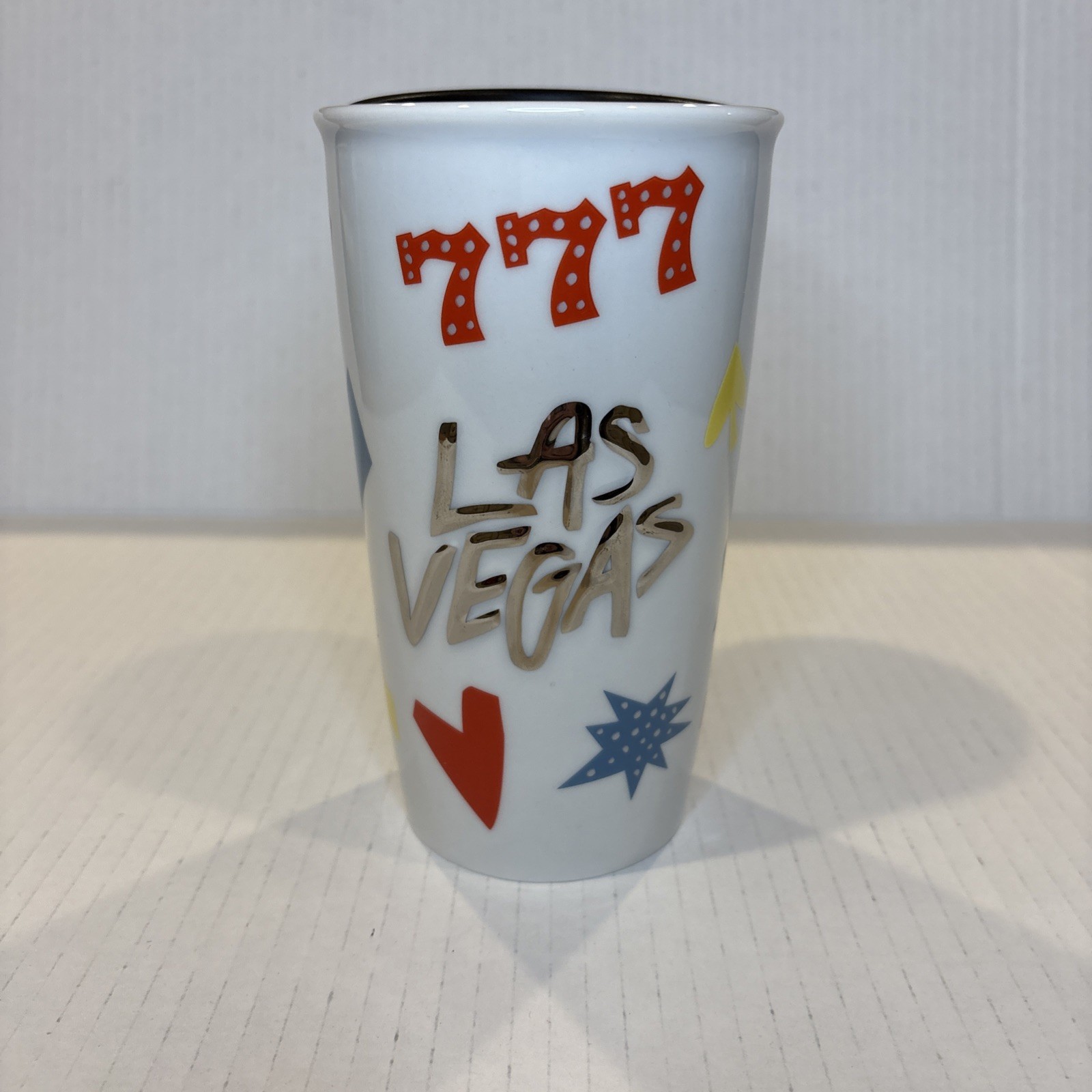 Starbucks Las Vegas Coffee Tea Mug Tumbler  777 Card Suits White Blue Red 2018