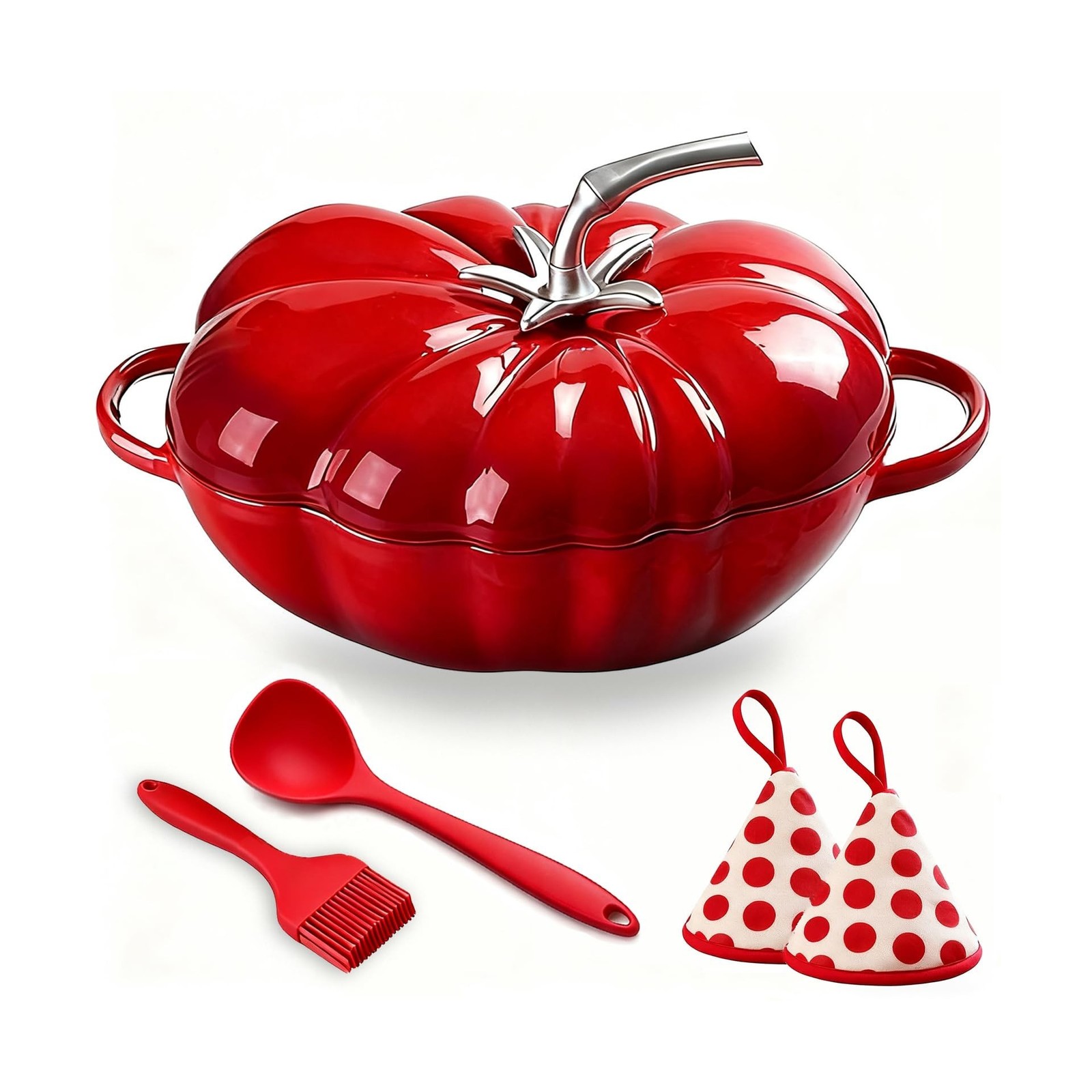 Enameled Cast Iron Dutch Oven 5Qt - Pre-Seasoned Pot with Lid for Baking Brea...