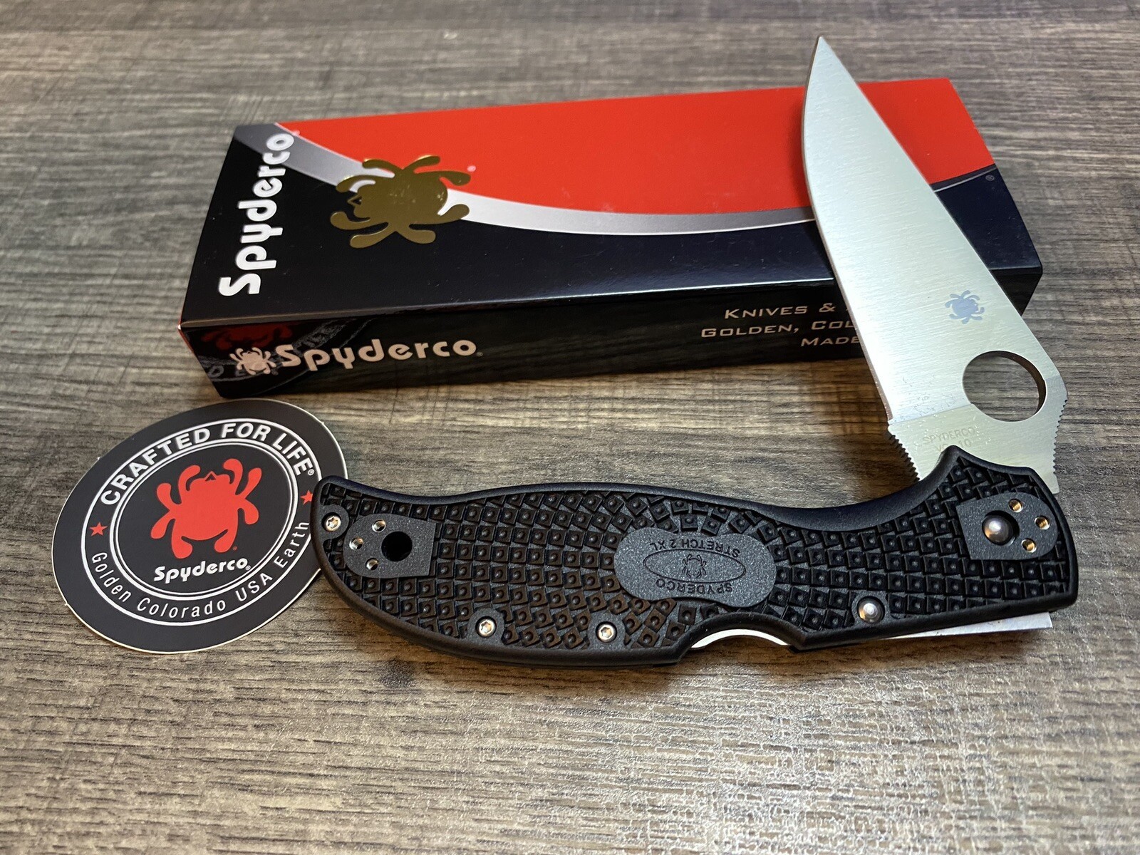 Spyderco Stretch 2 XL Lightweight Folding Knife, Black FRN Handles C258PBK