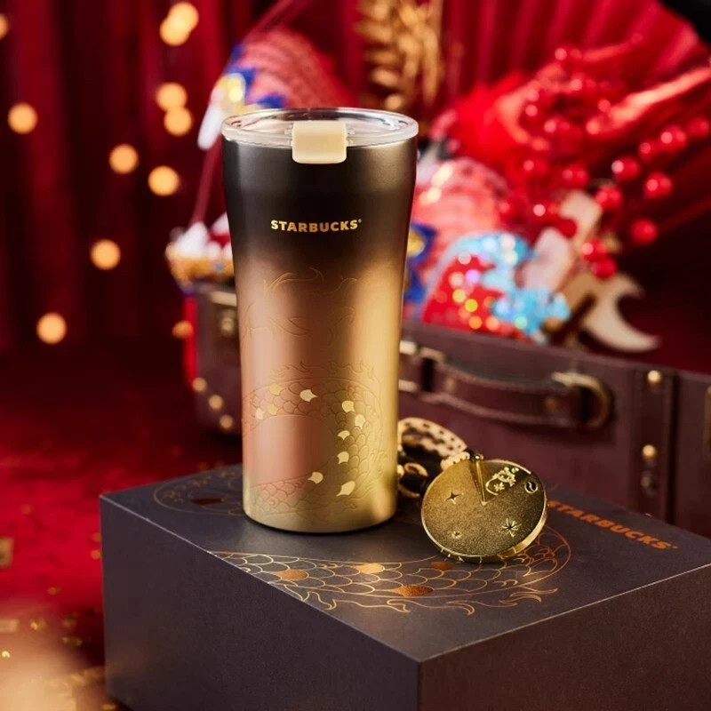 2024 China Starbucks x STTOKE Dragon Year 16oz SS Desk Tumbler +Pendant Gift Box