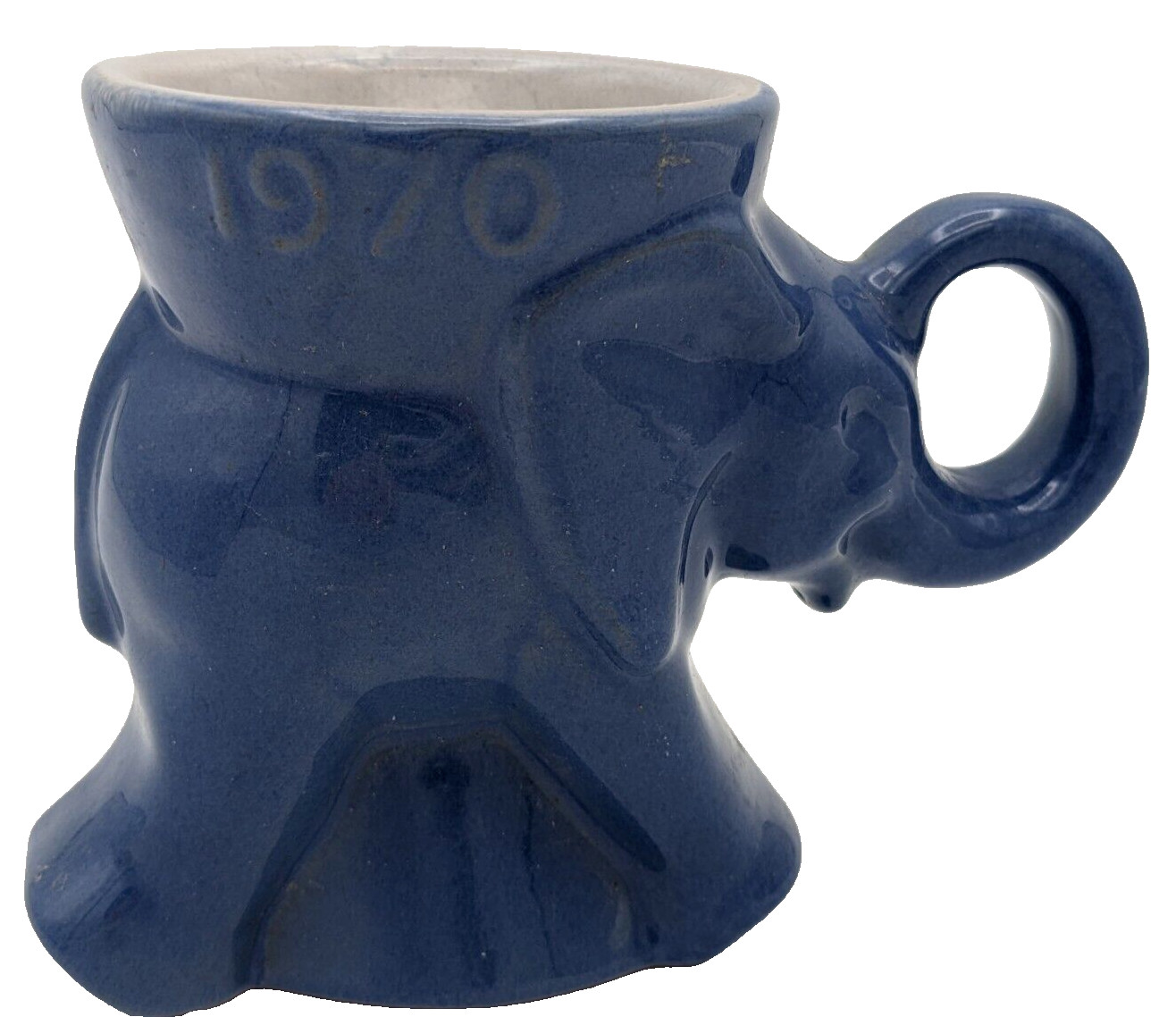 Frankoma GOP Elephant 1970 Blue Glazed Pottery Political Cup Mug