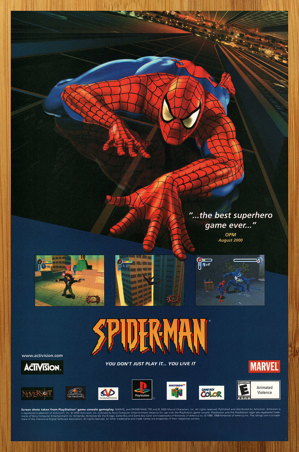 2000 Spider-Man PS1 Playstation 1 Print Ad/Poster Authentic Official Promo Art