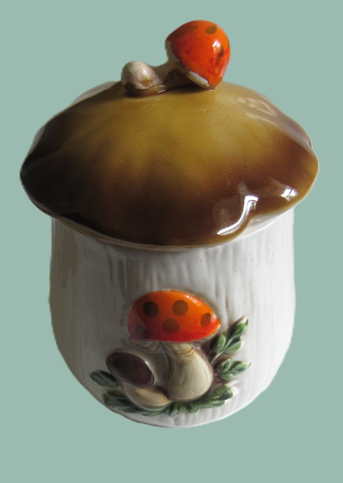 Vtg 1970\'s Merry Mushrooms Sears Small Canister Japan Foil Sticker 6 ¼ \