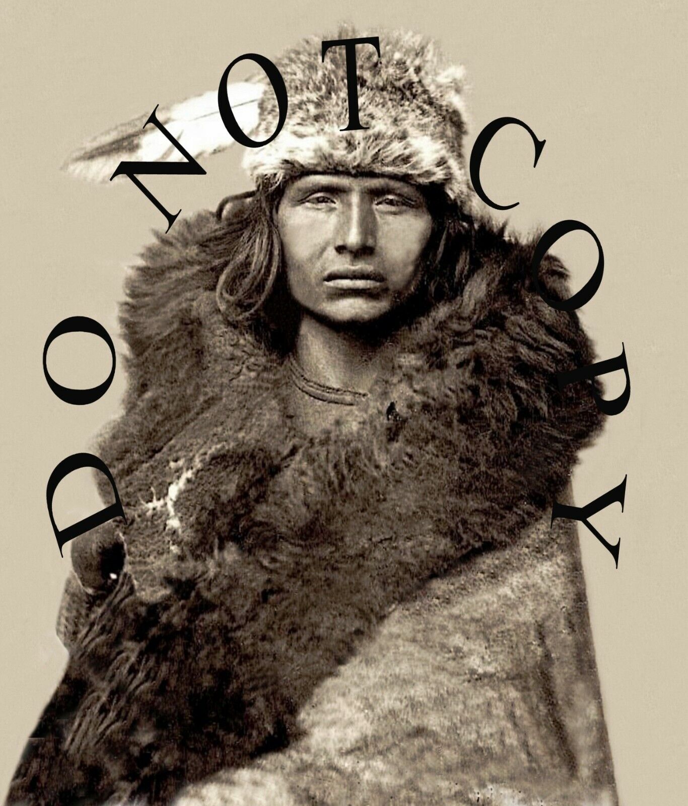 Antique Repro Photo Print American Pawnee Indian Wearing Buffalo Hide Robe