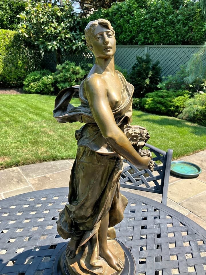 Antique Bronze Statue Flower Girl 24\