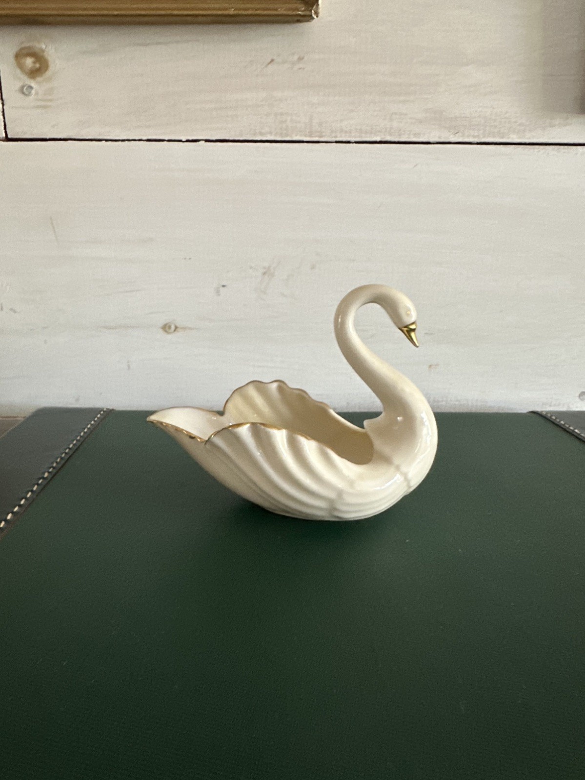 Vintage Lenox Porcelain Swan Bird Figurine with Gold Trim, Made in USA