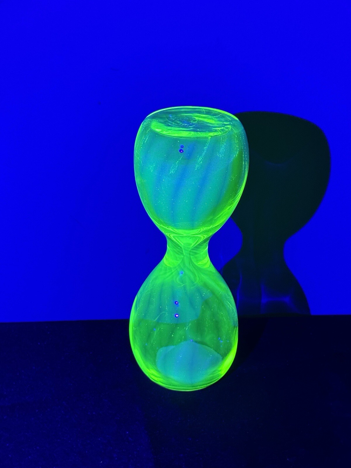 One Uranium Vaseline Hour Glass large  Model in stock now