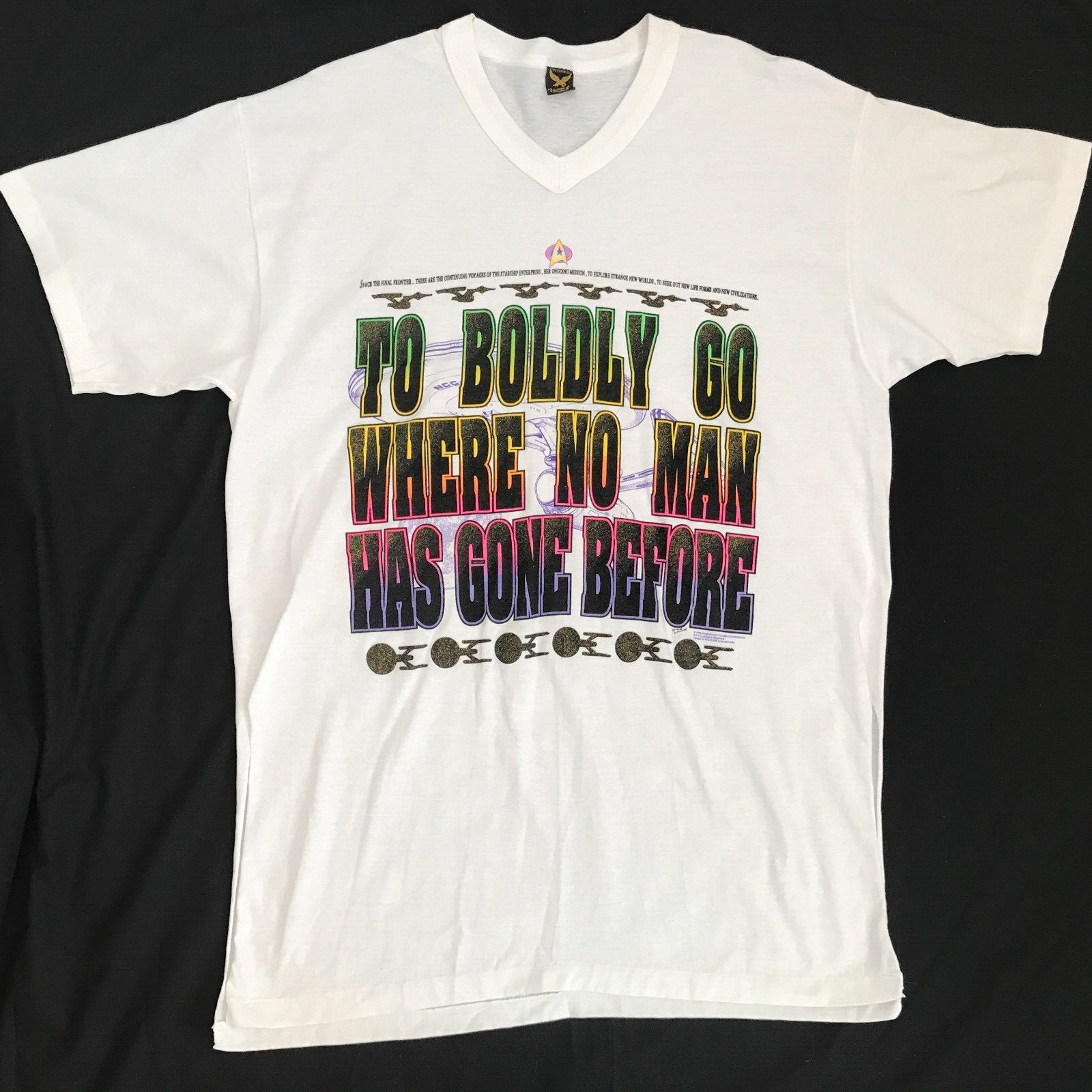 Vtg 1992 Star Trek T-Shirt Boldly Go Where No Man Has Gone USS Enterprise 2XL