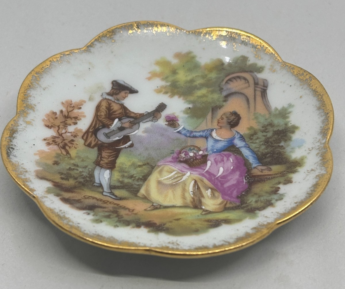 Limoges France Mini Plate Trinket Dish 3inD Porcelain d'Art RP VTG 1950s-1970s Limoges France Mini Plate Trinket Dish 3inD Porcelain d'Art RP VTG 1950s-1970s
