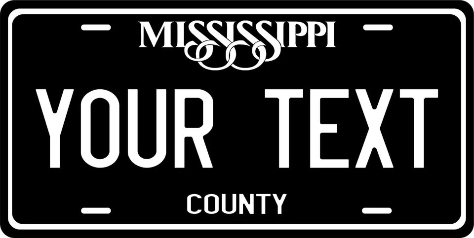 Mississippi Black Custom State License Plate Personalized 12