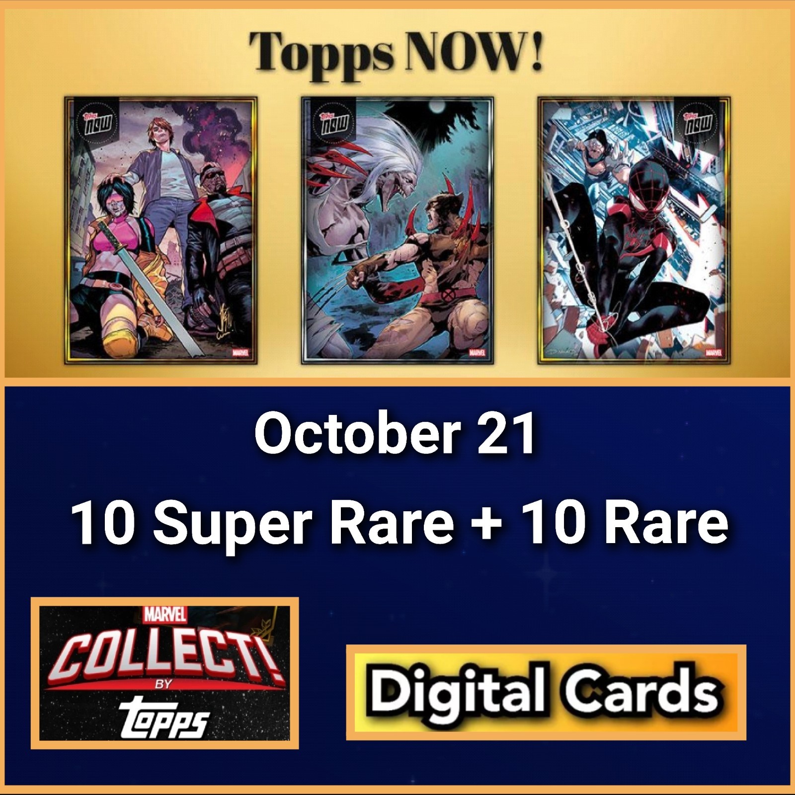 Topps Marvel Collect TOPPS NOW 2026 October 21 Gold And Silver 20 Cards