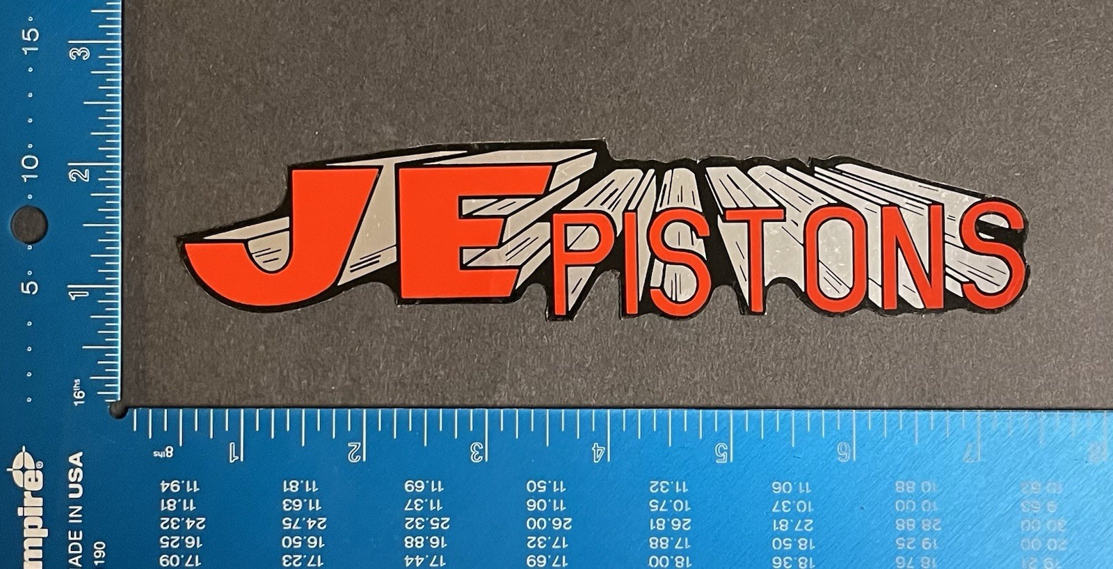 Original Vintage J&E Pistons Racing Decal Sticker Mylar 60’s 70’s NHRA NASCAR
