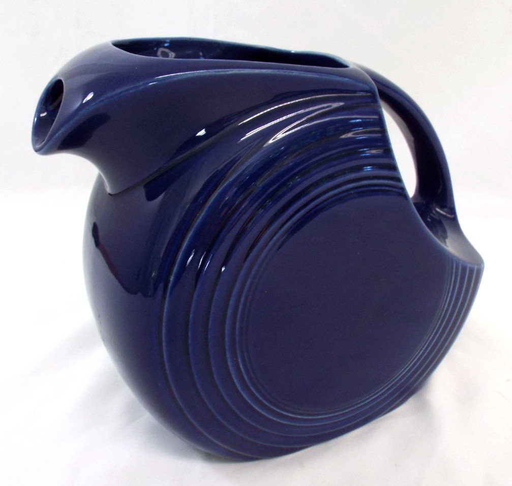 Vintage Fiesta Homer Laughlin Older HLC Disk Pitcher Water Jug Cobalt Blue Large