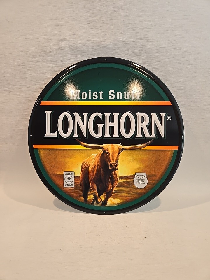 Vintage Longhorn Snuff Embossed Metal Advertising Sign NOS Unused 18\