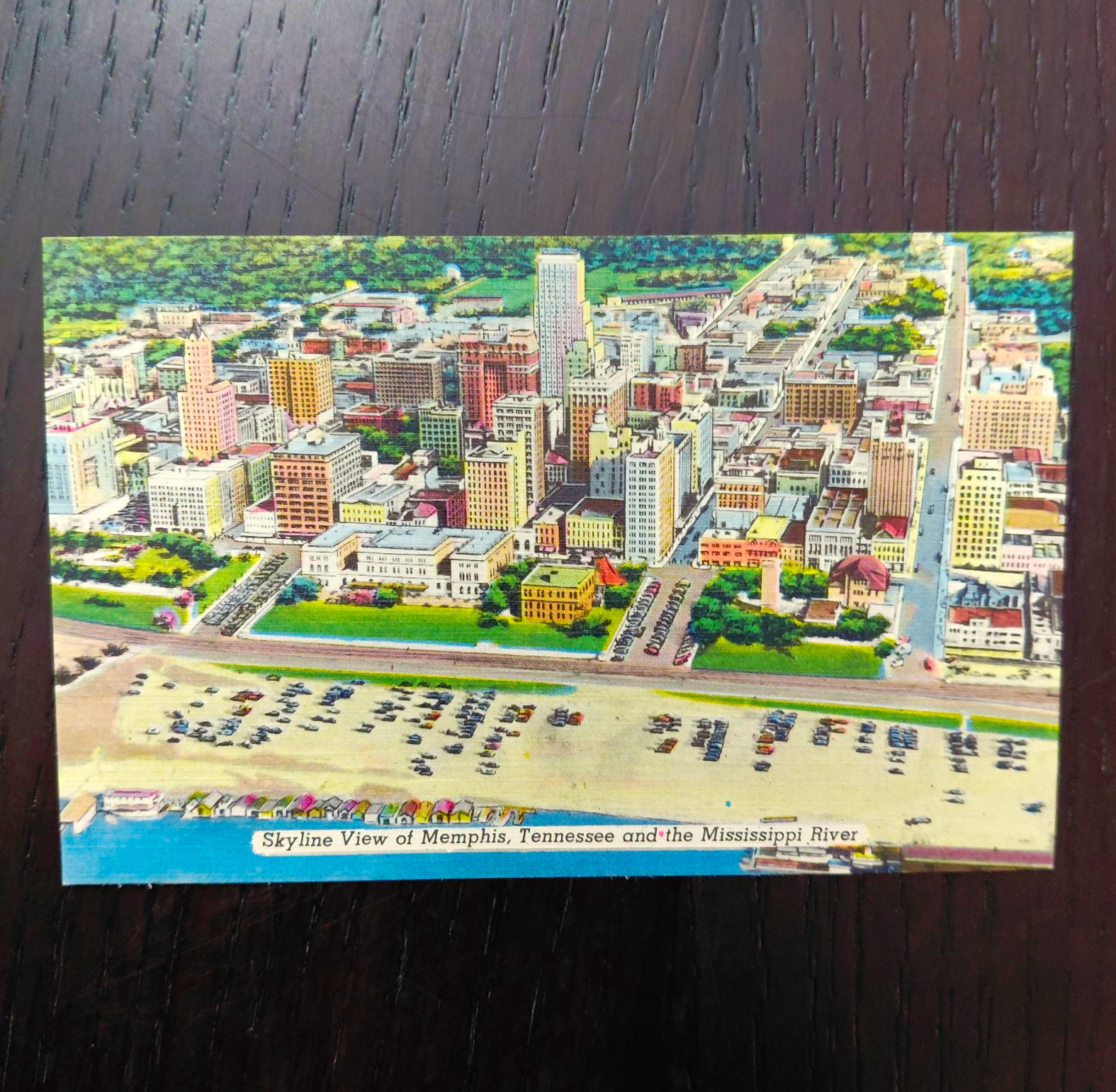 Bluff City News Co. Memphis TN Skyline Mississippi River Linen Postcard Unposted Bluff City News Co. Memphis TN Skyline Mississippi River Linen Postcard Unposted