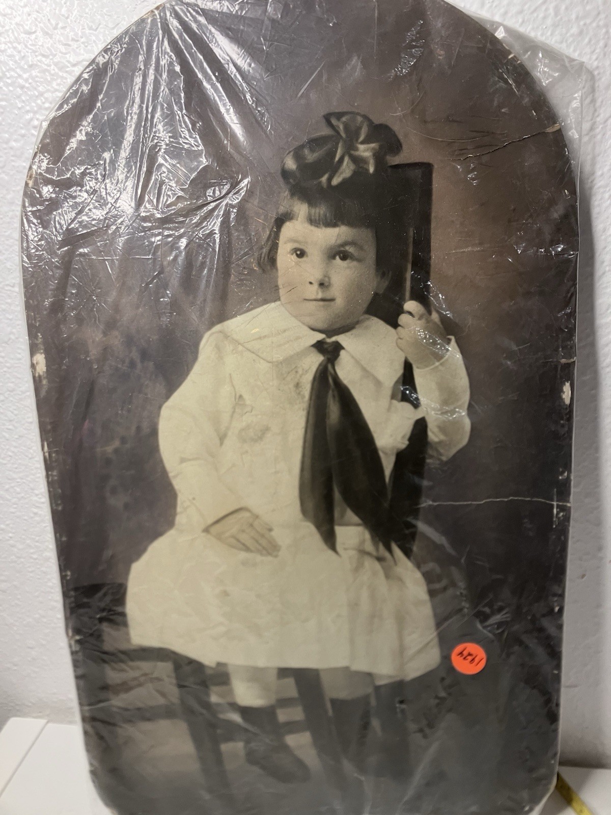 ANTIQUE 1924 Arched Convex Bubble Picture Chicago Portrait Co Child 11.5 X 19.5