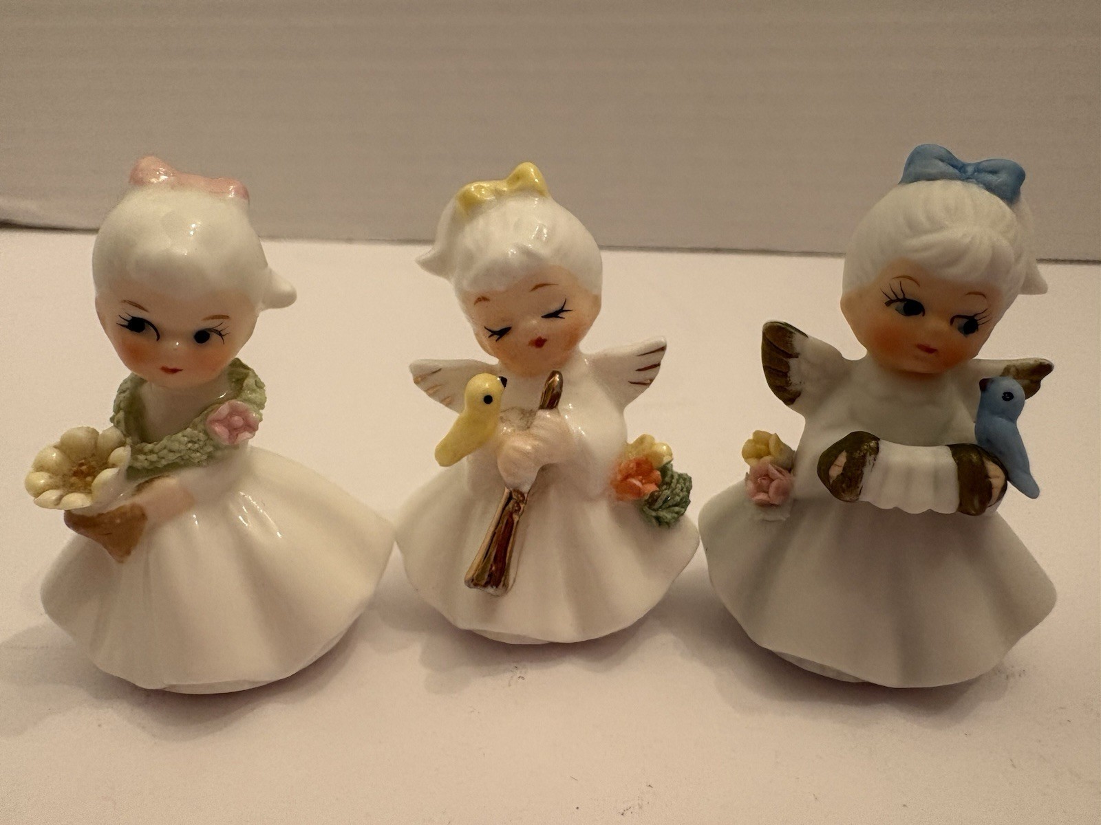 Vtg Bone China Mini Lot Napcoware Musical Flower Girl Of The Month Figurines