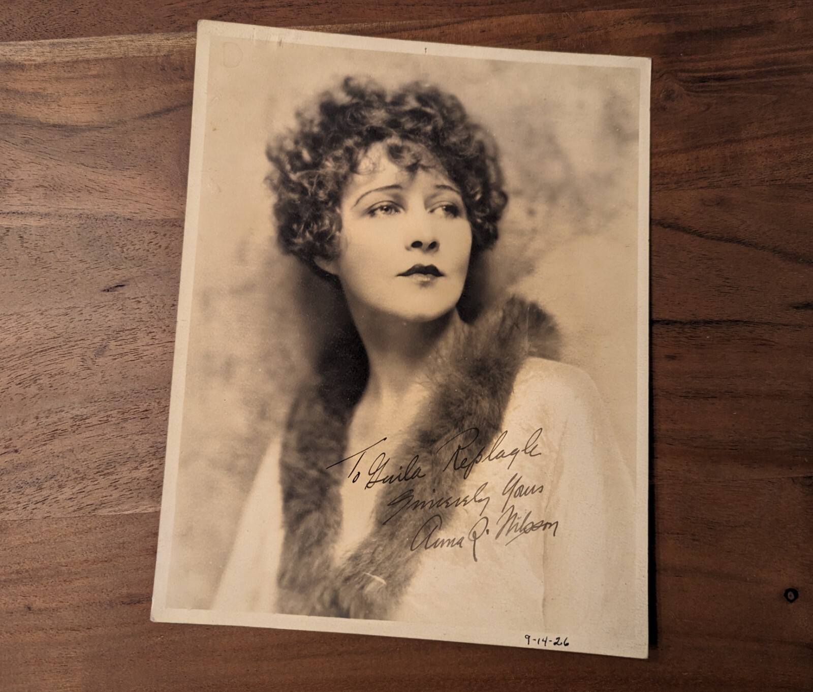 1926 Hand Signed ANNA Q. NILSSON Silent Film Actress Portrait Photograph 7.5x9.5