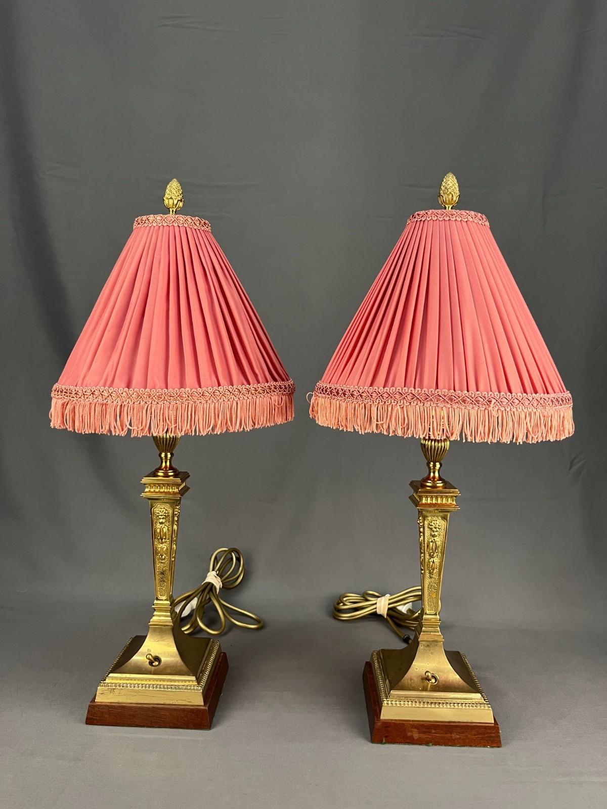 2 Vintage Brass Neoclassical Column 22.5\