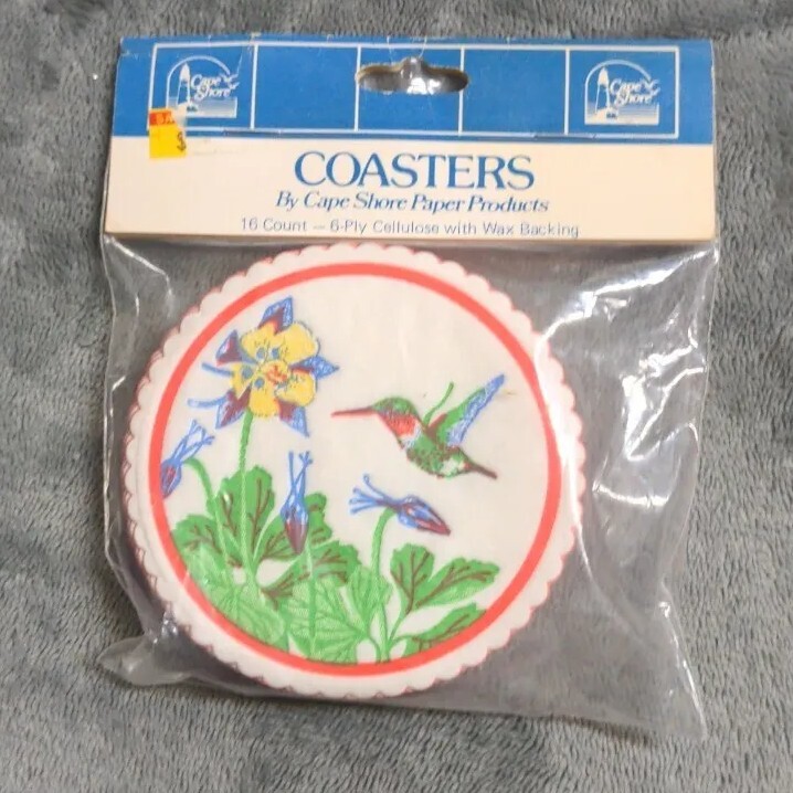 Vintage Hummingbird Coasters Cape Shore Paper Products 16 Count 