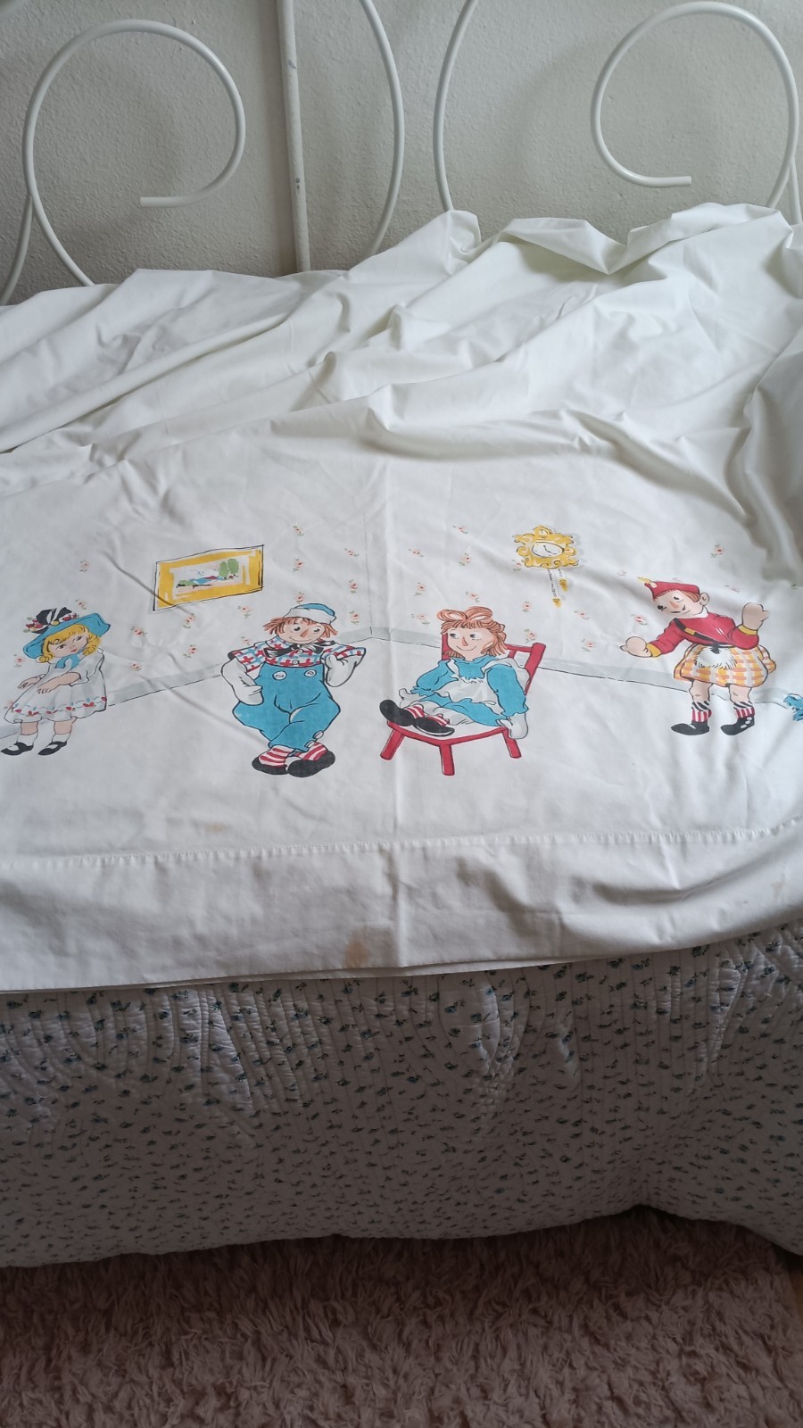 Vintage 1968 Raggedy Ann Andy Flat Twin Sheet Bobbs Merritt Co Vintage 1968 Raggedy Ann Andy Flat Twin Sheet Bobbs Merritt Co