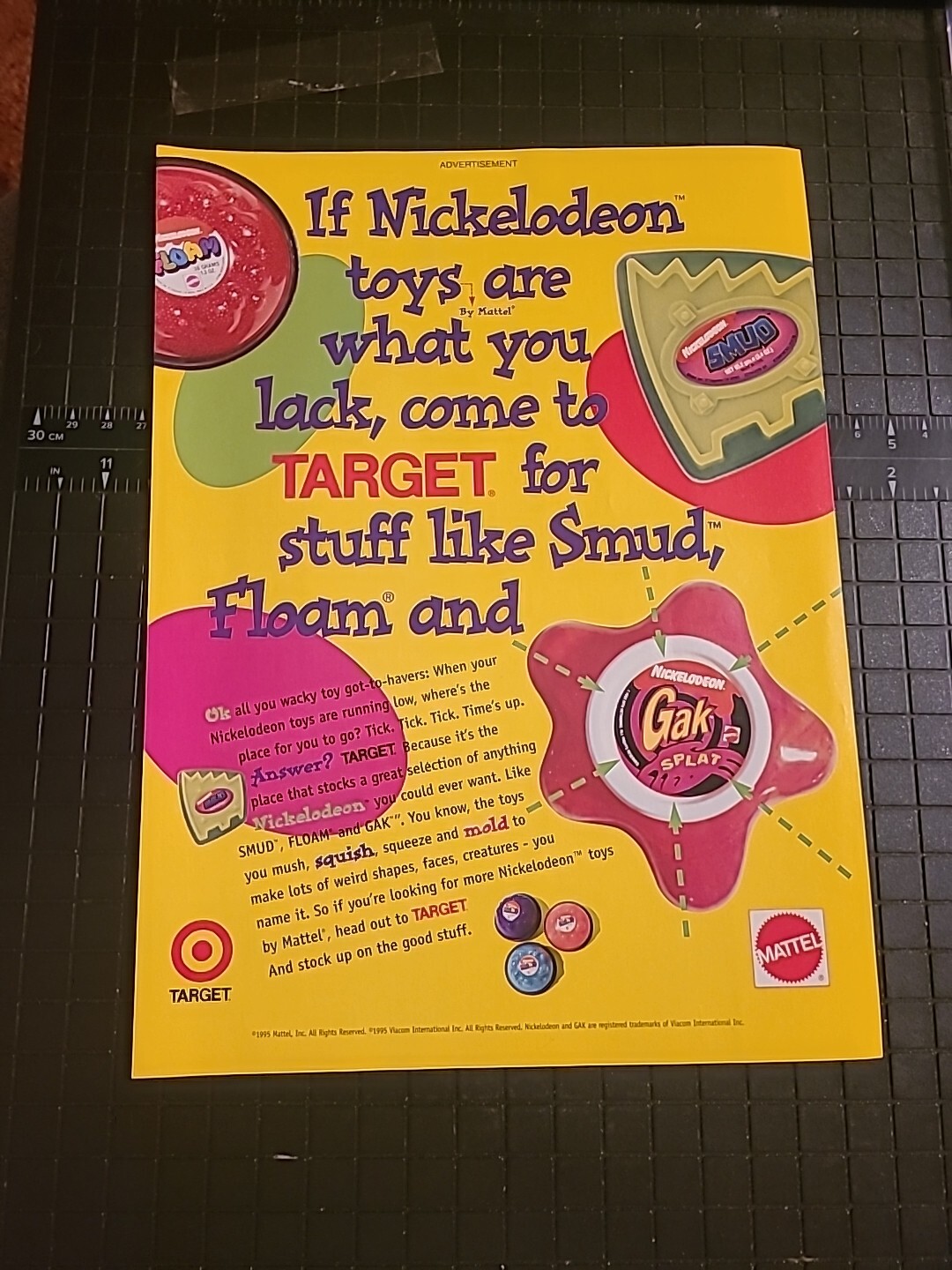 Nickelodeon Gak Splat Slime Print Ad 1995 8x11 Great To Frame 