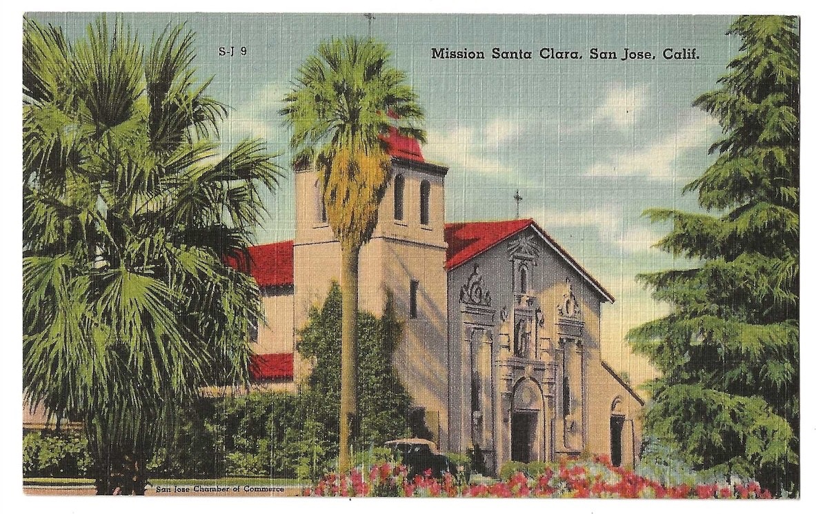 San Jose California c1940\'s Mission Santa Clara de Asis, Catholic Church