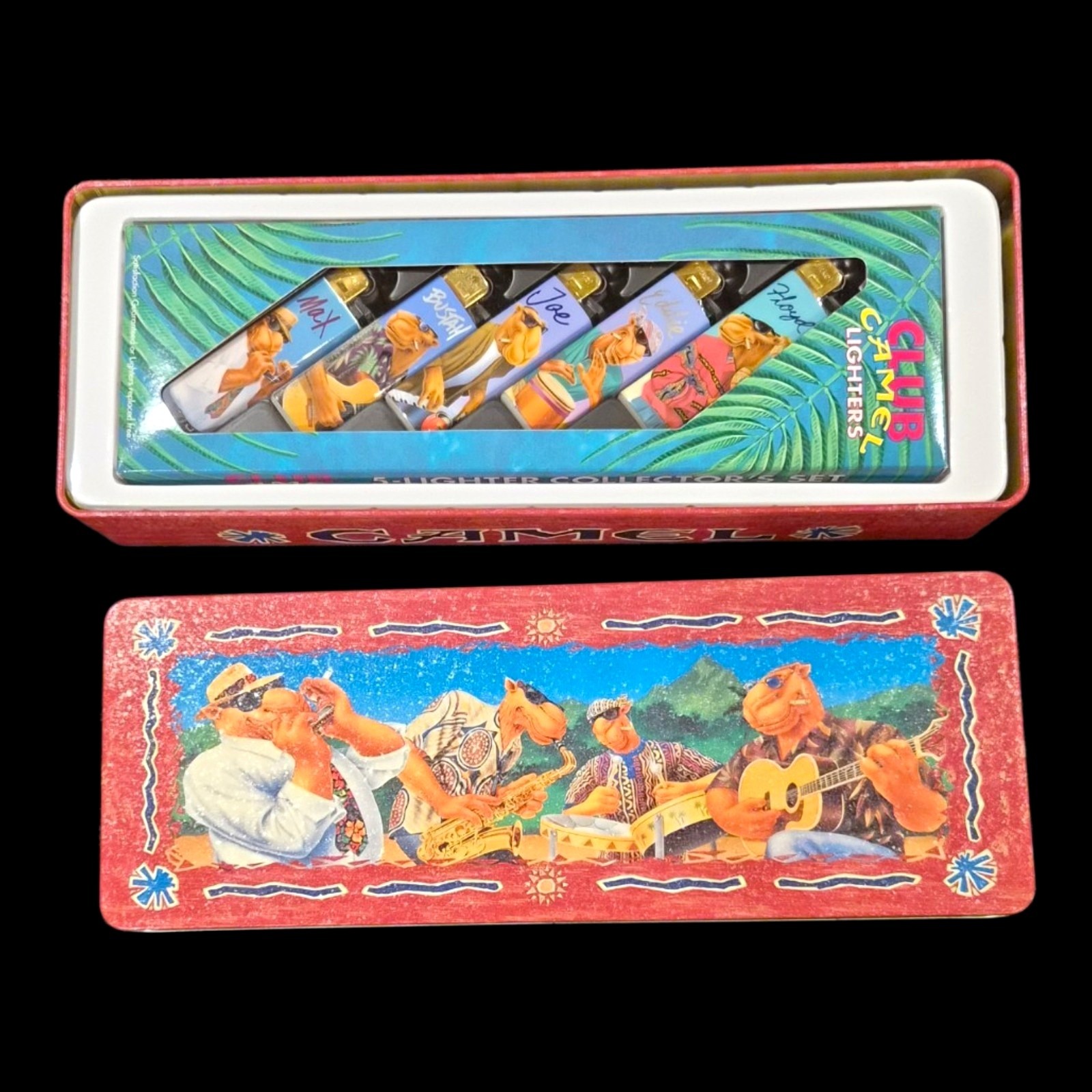 Vintage Camel Club Lighters Set of 5 New Unused Original Tin Joe Camel