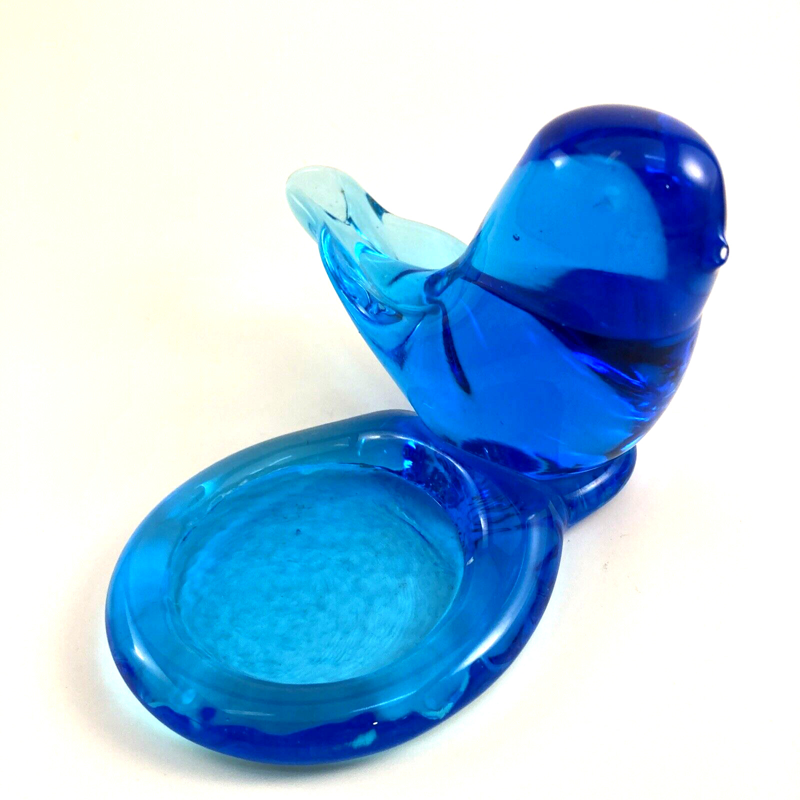 Bluebird of Happiness Art Glass Votive Candleholder Signed Leo Ward 1999 