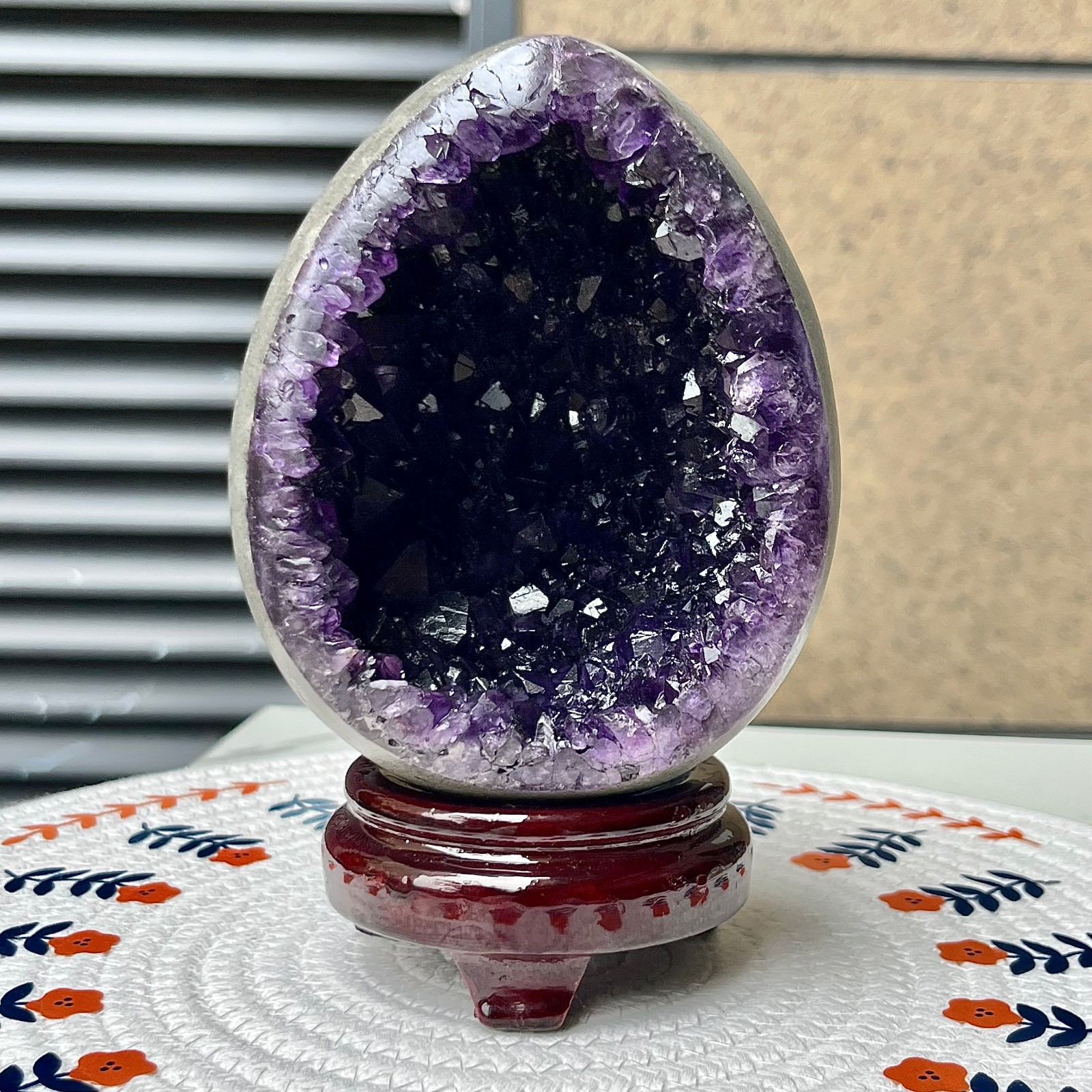 2.7 lb  Purple Amethyst Crystal Geode Egg Display Decor Collectible Accent Piece