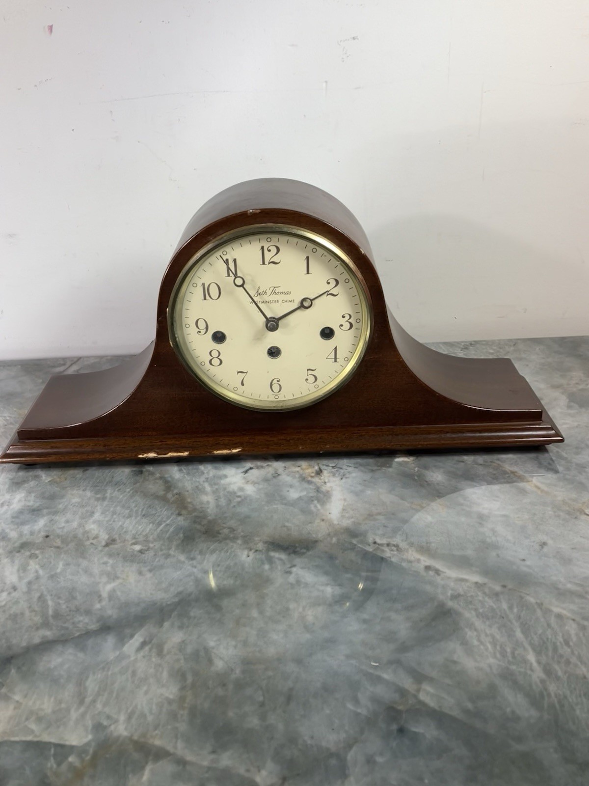Seth Thomas Westminster Chime 8 Day Key Wound Woodbury 1302 Mantel Clock Germany