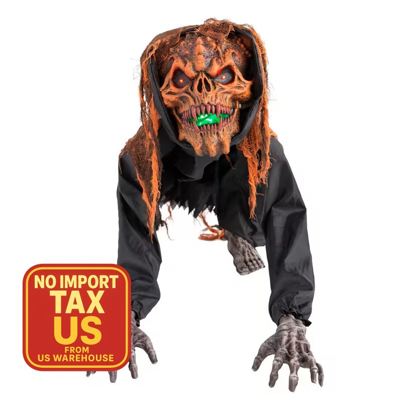 Halloween Animatronic 2 Ft Light-Up Crouching Monster with Sound Decoration Prop
