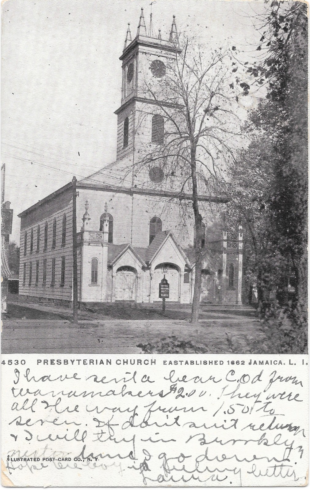 Presbyterian Church 1662 Jamaica NY Long Island c1906 Antique Postcard