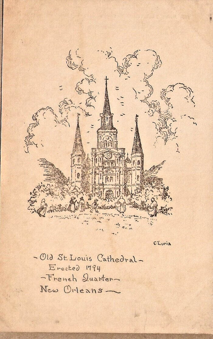 Old St Louis Cathedral Erected 1784 Luria Postcard New Orleans Art