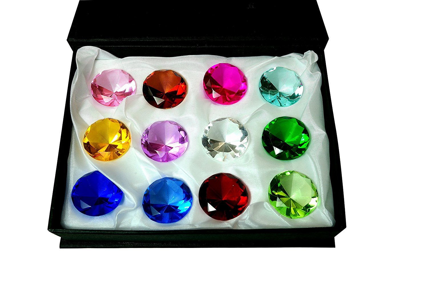 Tripact 50mm Diamond Jewel Crystal Paperweight Round Cut Box Set (12pcs) Tripact 50mm Diamond Jewel Crystal Paperweight Round Cut Box Set (12pcs)