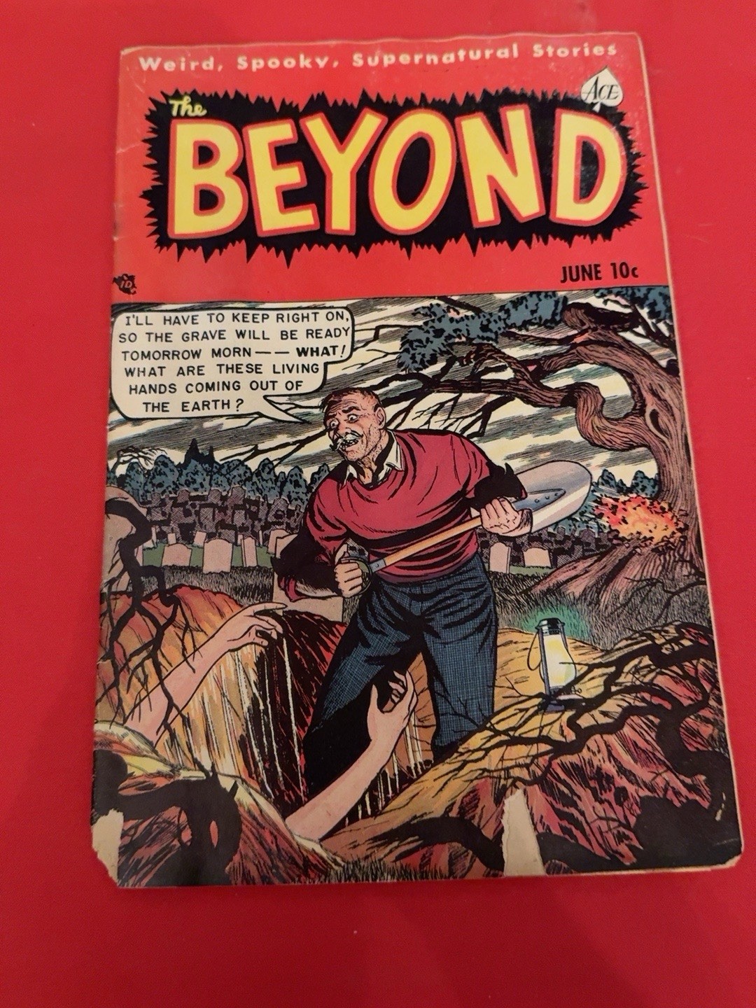 The Beyond #12 (1952) Ace Comics Pre-Code Horror Graveyard Cover