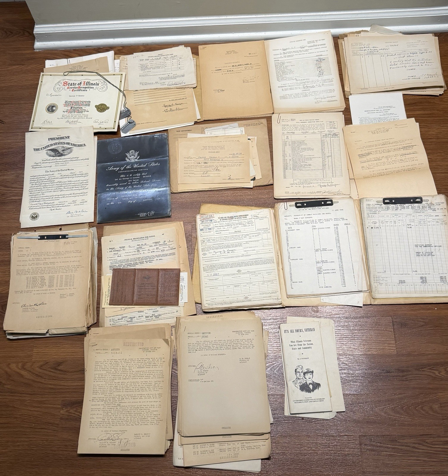 WWII USAAF P-47 Pilot Grouping Dog Tags Combat Flight Log 371st FG 404th FS
