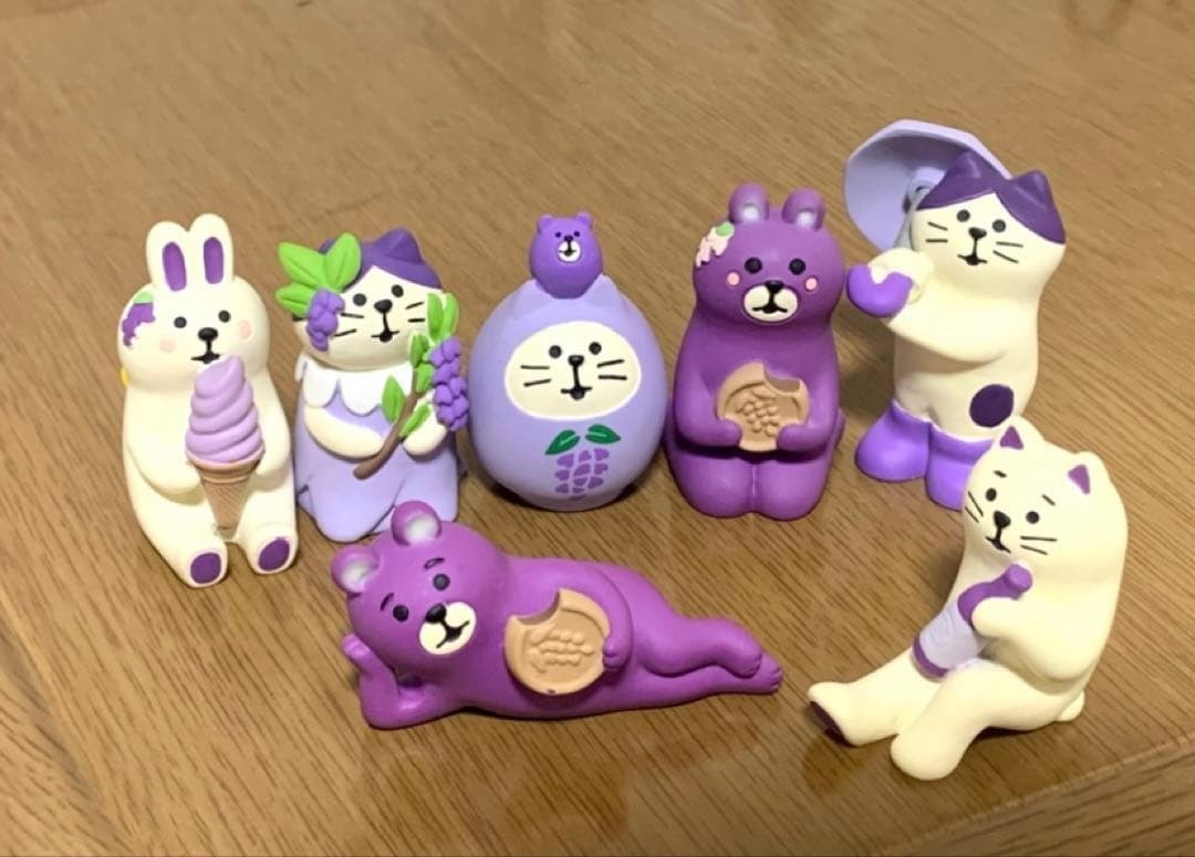 DECOLE Concombre Figure Ashikaga Flower Park Cat*3/Daruma Cat/Rabbit/Bear*2 set