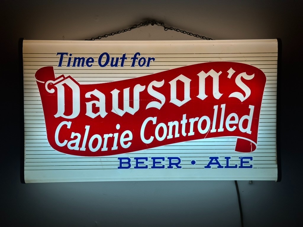 VTG 1950s Dawson's Beer Ale Calorie Controlled Lighted Sign New Bedford MA 25