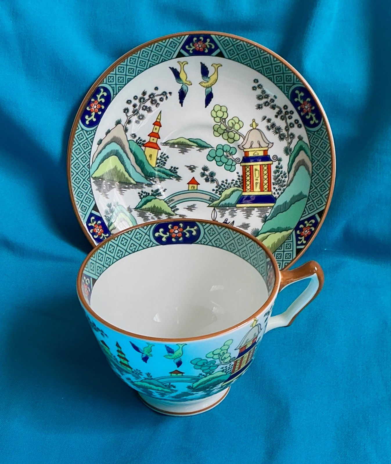 NEW Coalport Bone China Cup & Saucer Set Chinese Willow Never Used VTG NEW Coalport Bone China Cup & Saucer Set Chinese Willow Never Used VTG