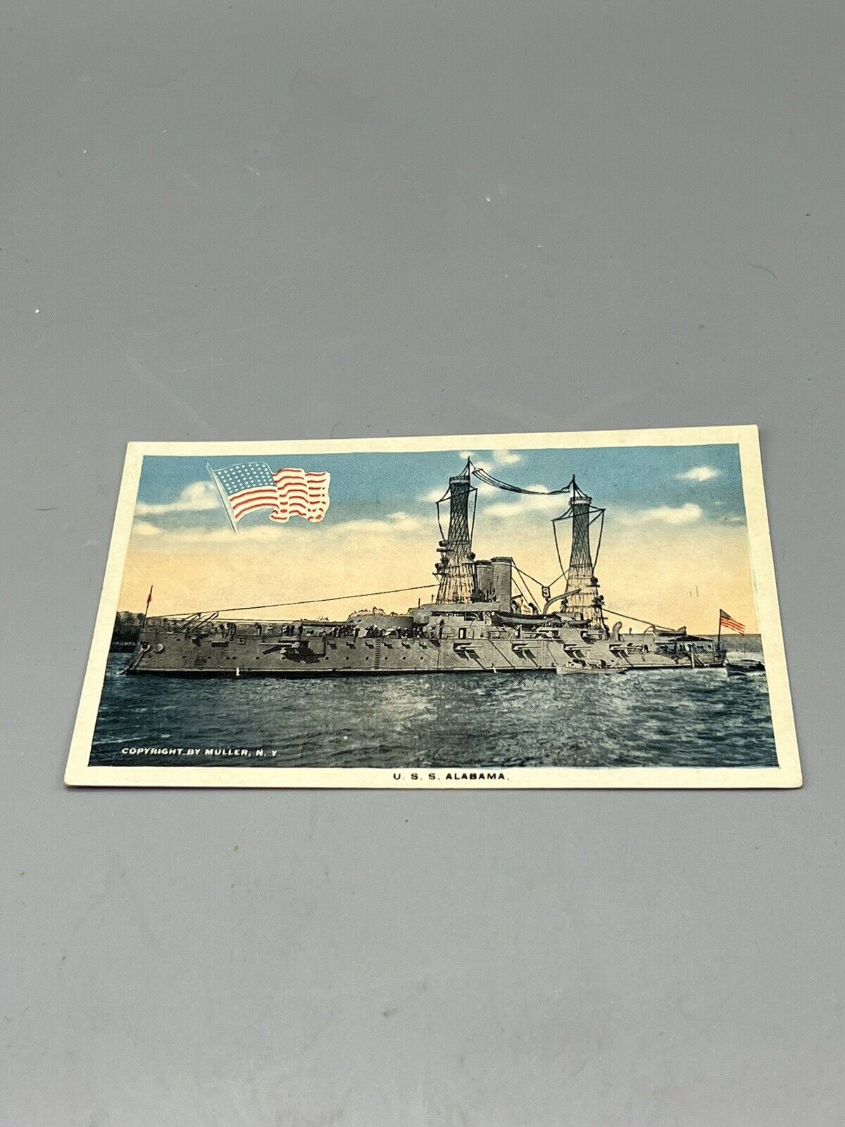 U.S.S. ALABAMA (BB-60) Antique Unused Postcard Color