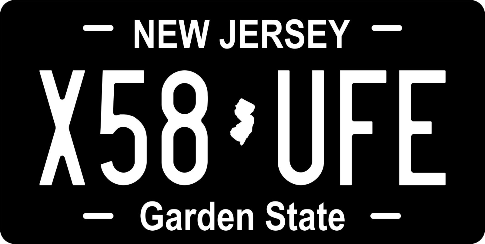 New Jersey White on Black - Personalized Novelty Plate Auto Bike Motorcycle