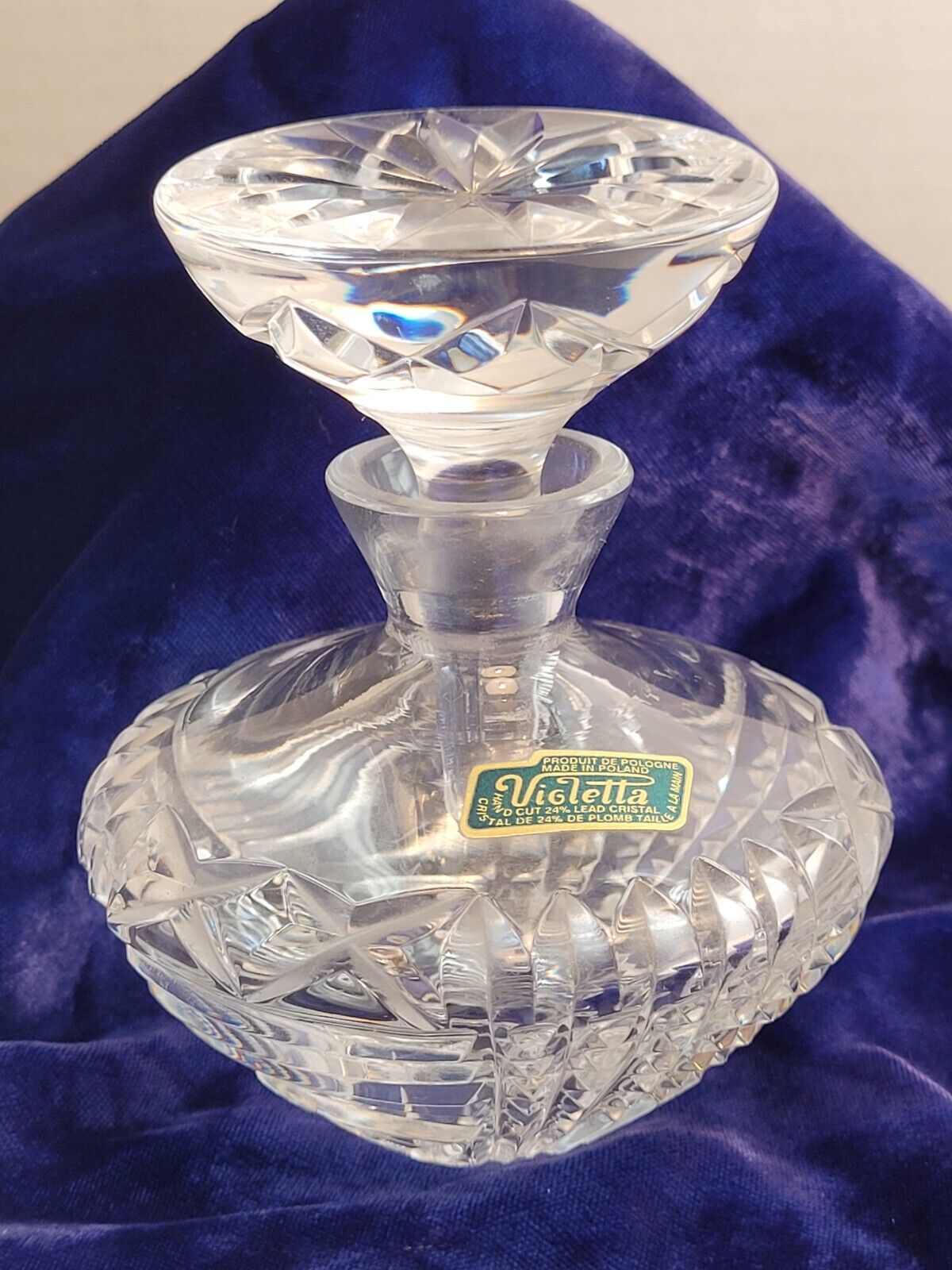 Vintage Violetta Lead Crystal Perfume Cologne Bottle Made In Poland Collectible