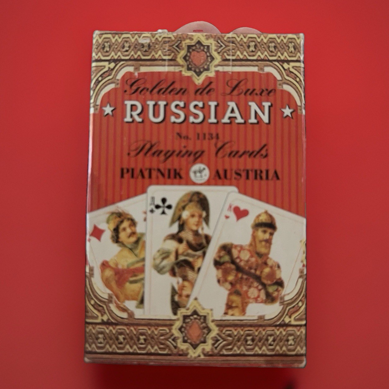 Vintage Piatnik Austria Golden de Luxe Russian Playing Cards No. 1132 Great