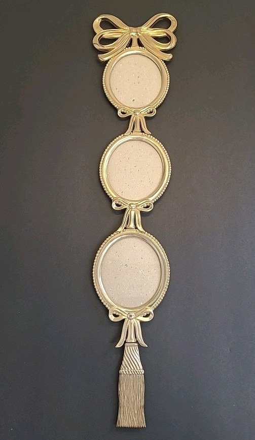 Vintage Bombay Company 3-Tiered Gold Toned Hanging Picture Frames 2”x 3”