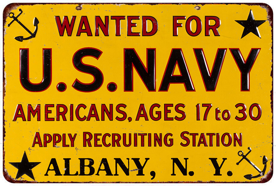 U.S. Navy Recruiting Station Vintage Reproduction metal sign TIN wall art