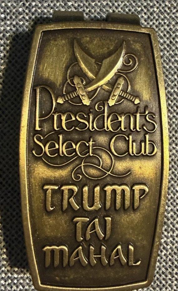 VTG 90s Brass Trump Taj Mahal President\'s Select Club High Roller Money Clip AC