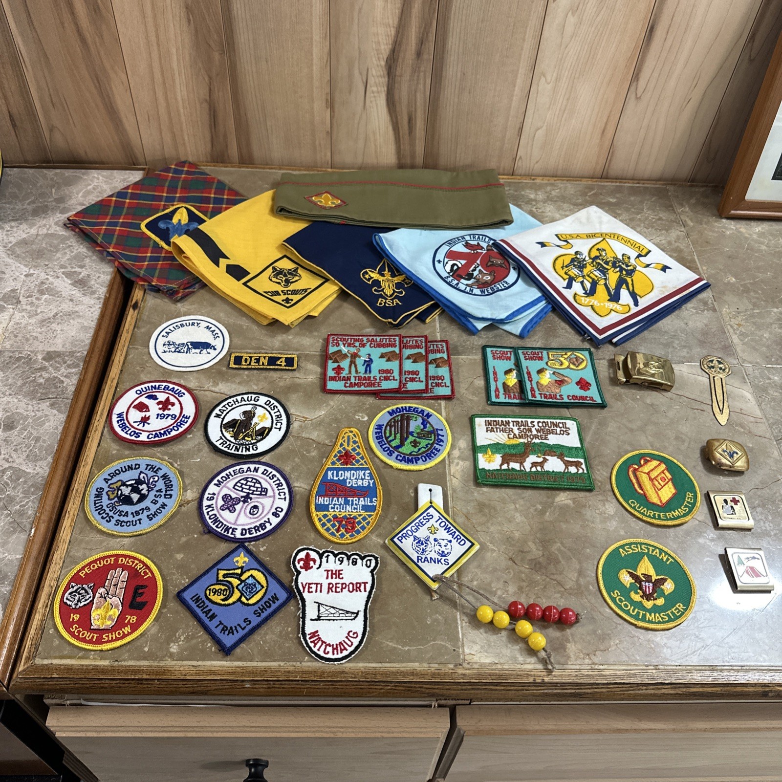 Vintage BSA Lot Patches Pennants Neckerchief Belt Buckle Merit Badges 1976-1980