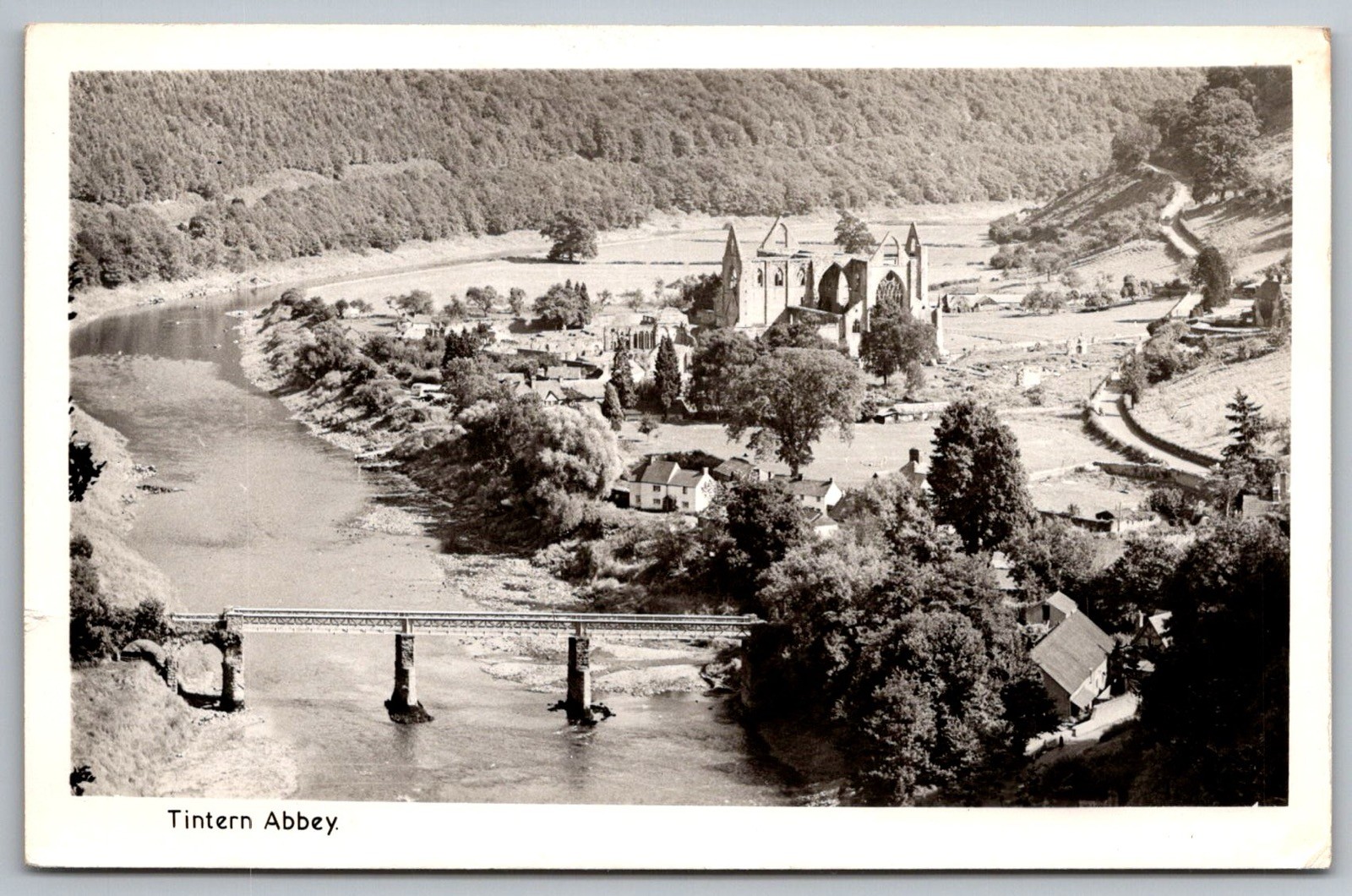Tintern Abbey Monmouthshire Wales Scenic View Vintage Postcard